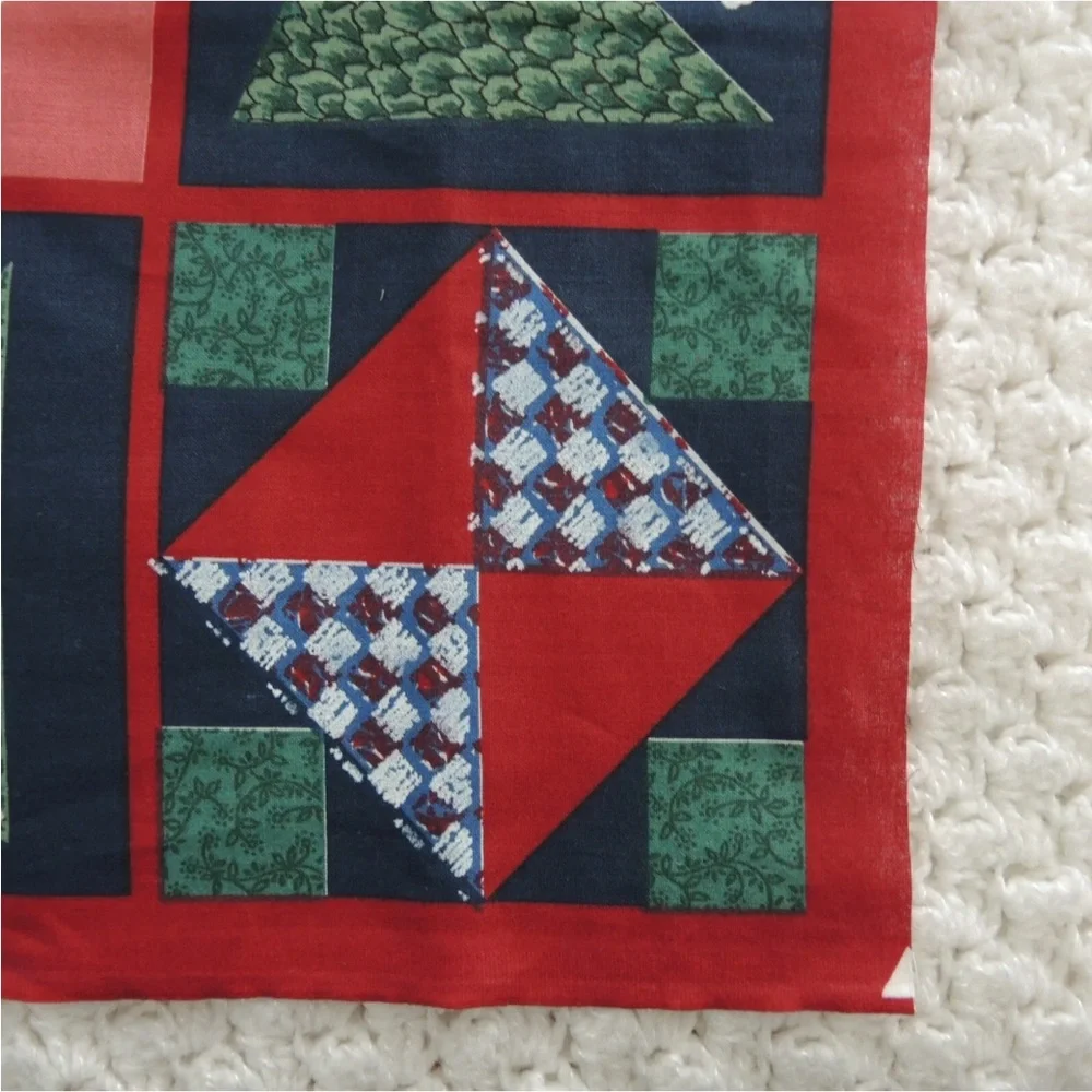 Festive Snowman Holiday Vtg Fabric Quilt wall hanging banner Flag Decor 34